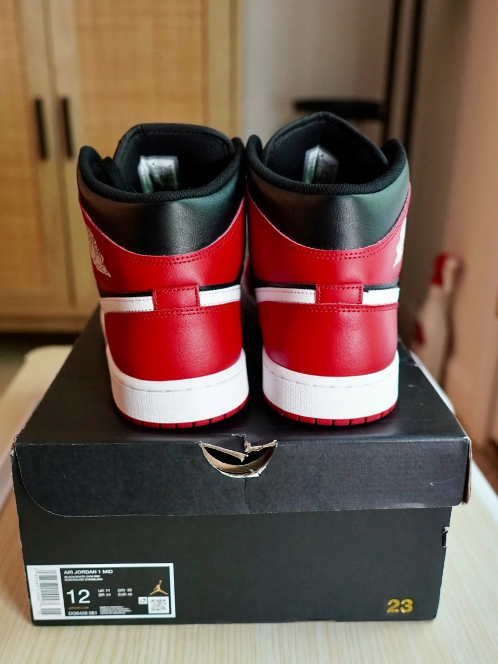 Jordan Air Retro High Top Sneakers Red and Black